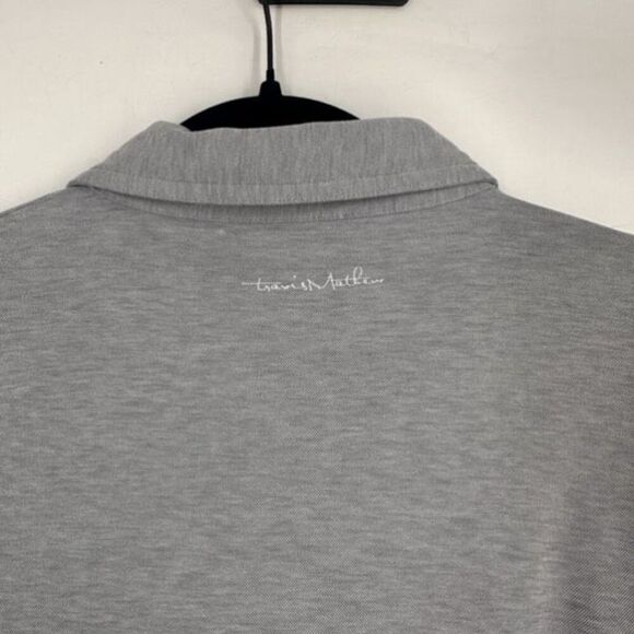 Travis Mathew Golf Shirt Mens Large Gray Blue Striped Polo Short Sleeve Casual - Picture 7 of 13